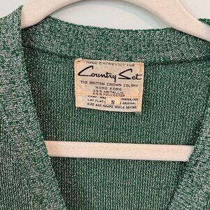Country Set | Vintage Shimmery Green Cardigan